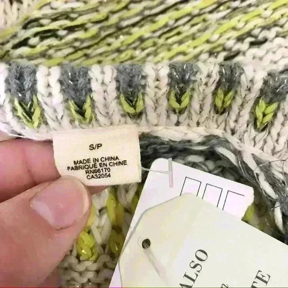 Anthropologie Moth Chaux Metallic Open Front Drape Cardigan Neutral - Picture 9 of 10